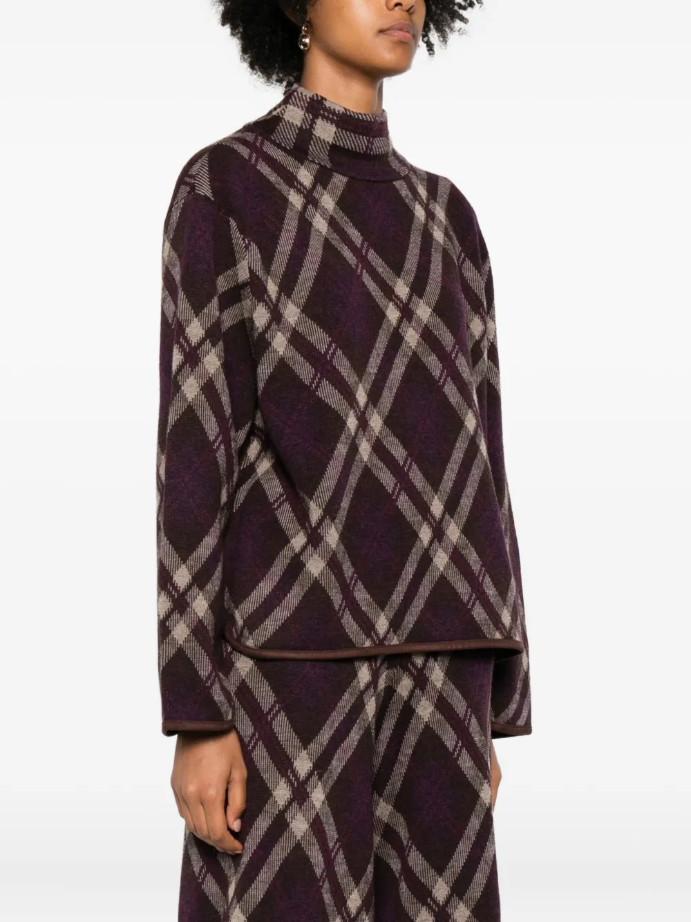 Eric Bompard High-neck Tartan Sweater In Purple