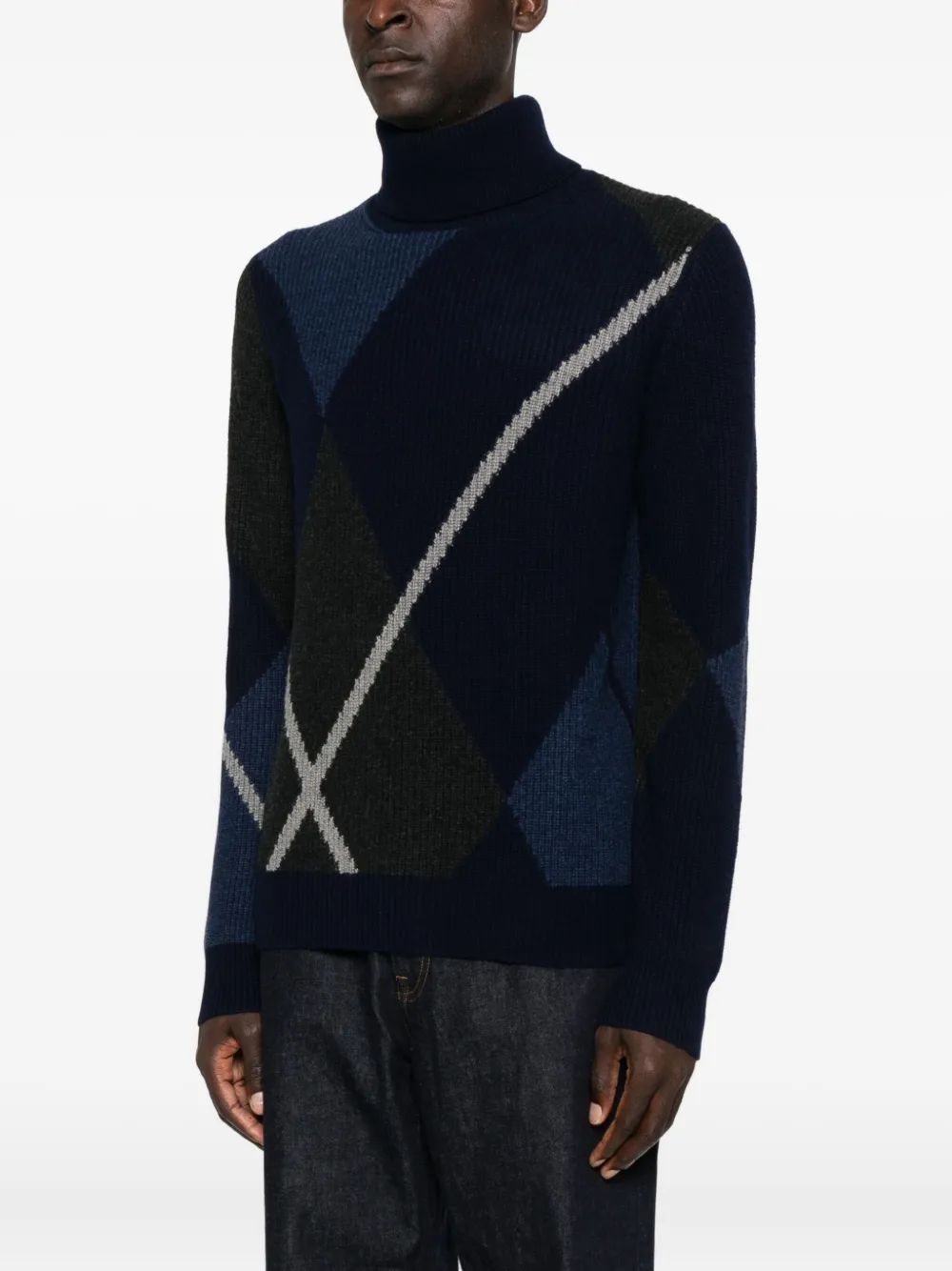 Eric Bompard Argyle Diamond-pattern Sweater In Black