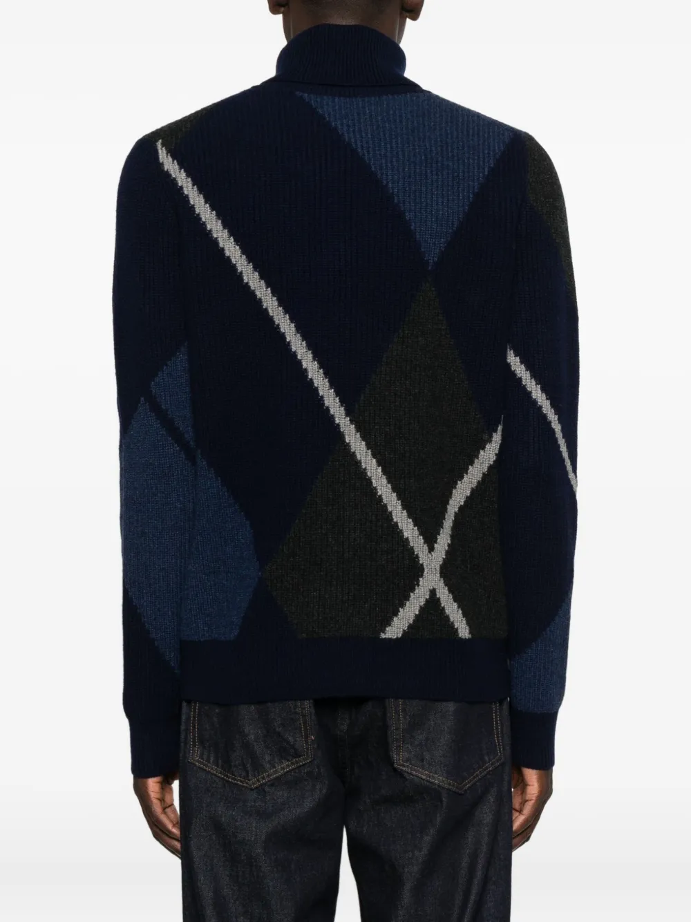 Eric Bompard Argyle Diamond-pattern Sweater In Black