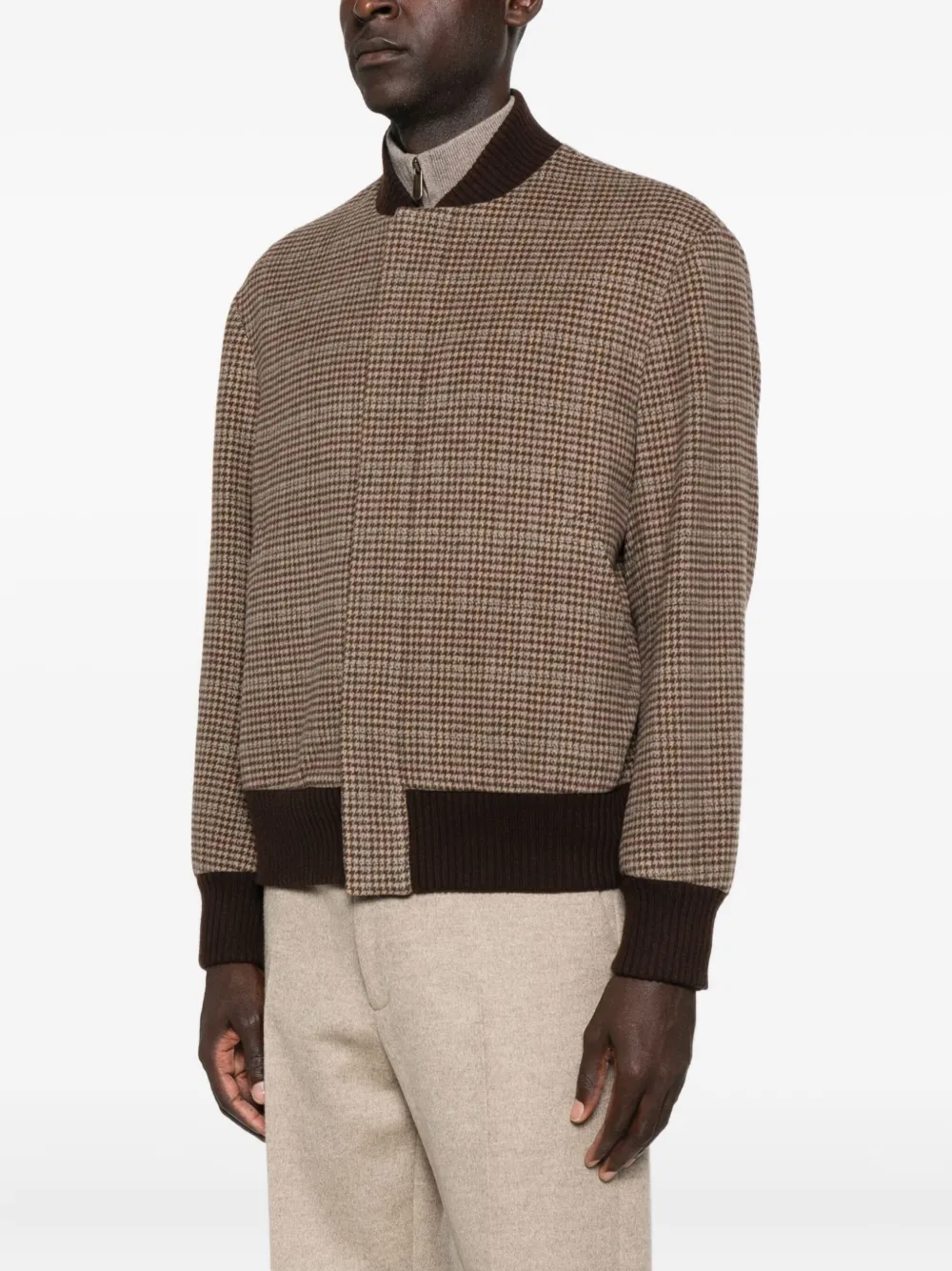  Bompard Check-pattern Bomber Jacket - Brown 