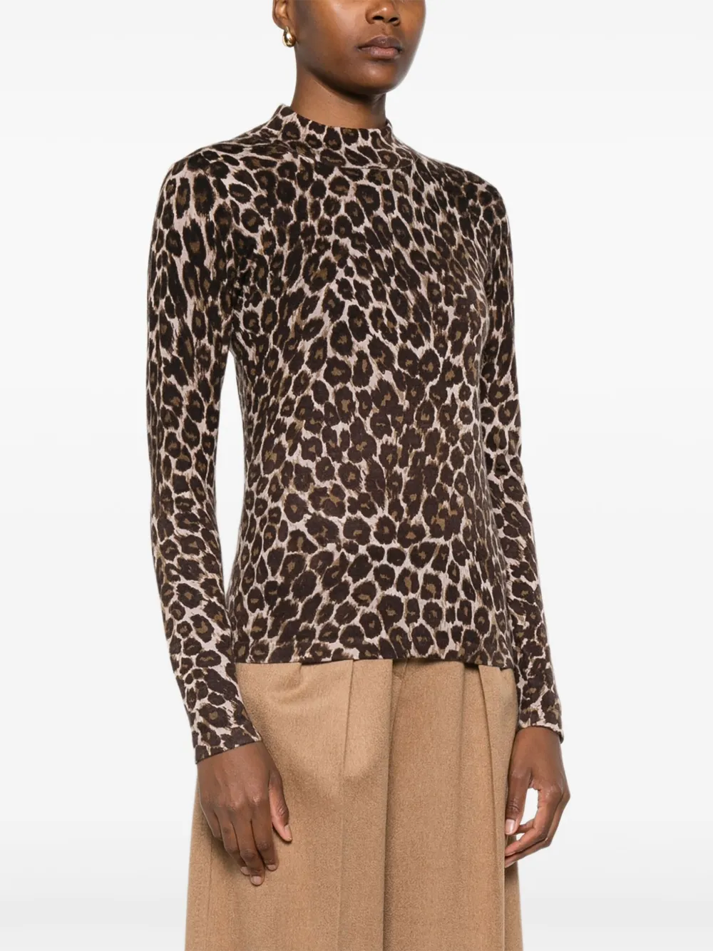 Eric Bompard T-shirt Aus Kaschmir Mit Leoparden-print In Animal Print