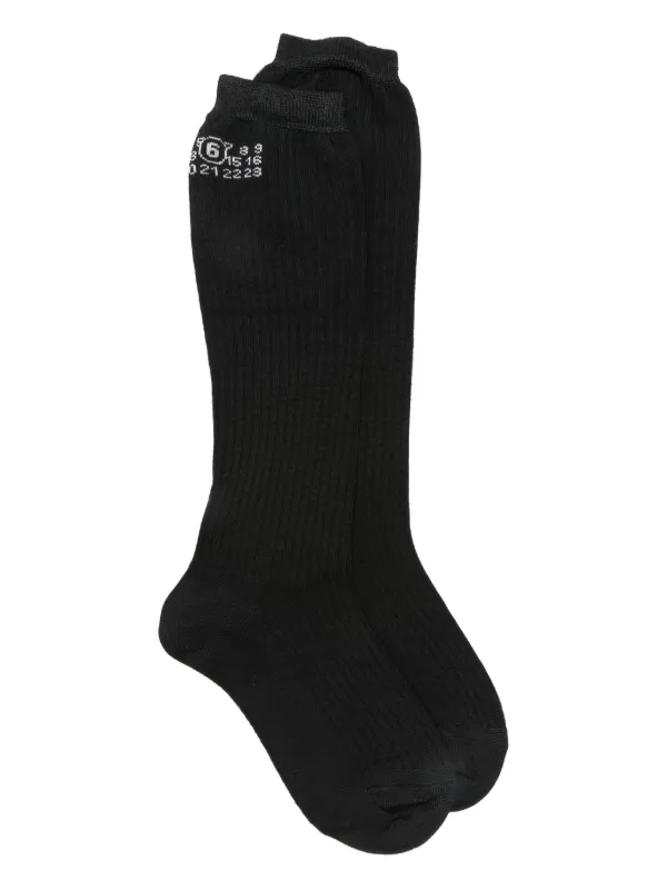 MM6 Maison Margiela ロゴ 靴下 | ブラック | FARFETCH JP