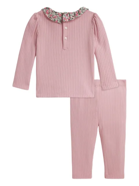 POLO RALPH LAUREN KIDS ribbed floral-collared top and trousers set