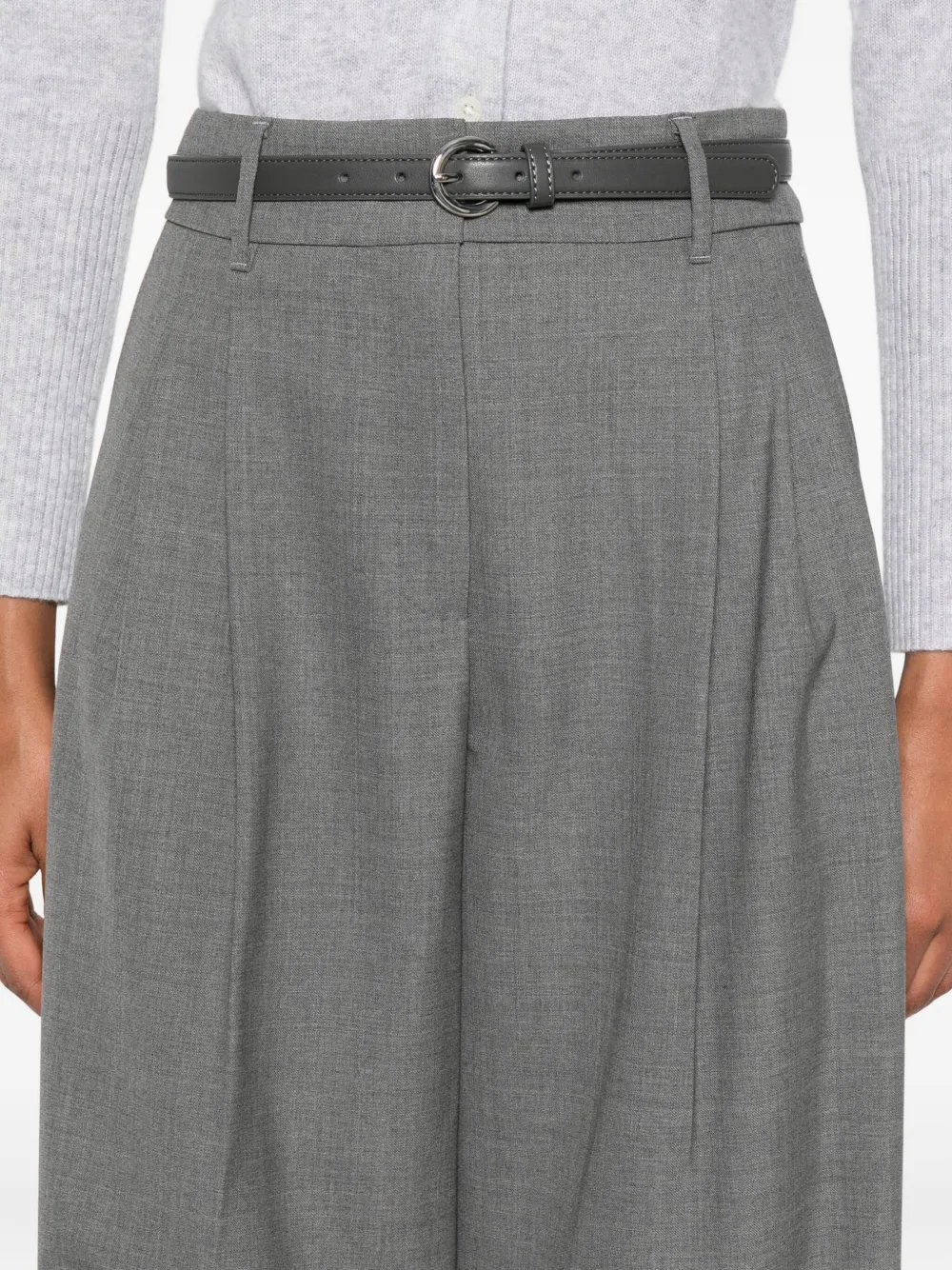 Max Mara Pleated-front Belted Trousers In Gray
