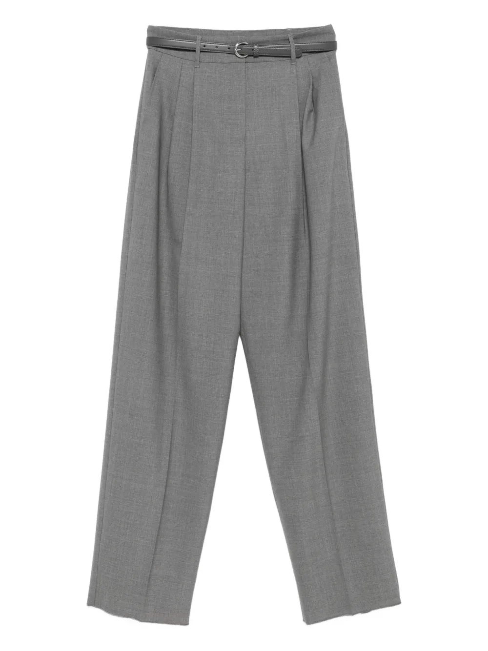 Max Mara Pleated-front Belted Trousers In Gray