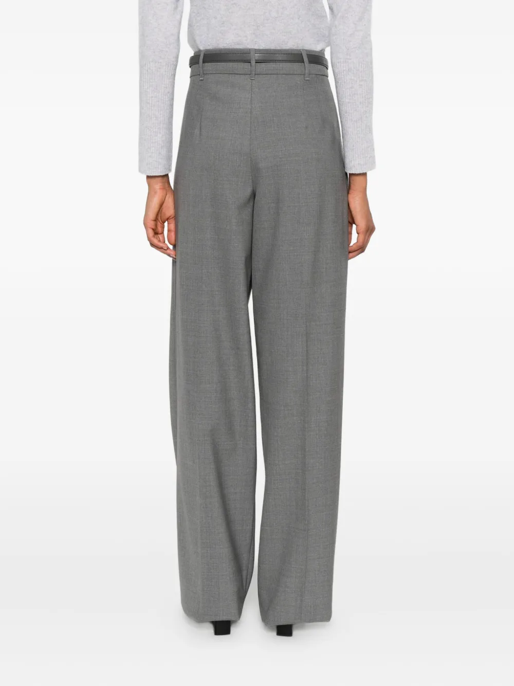 Max Mara Pleated-front Belted Trousers In Gray