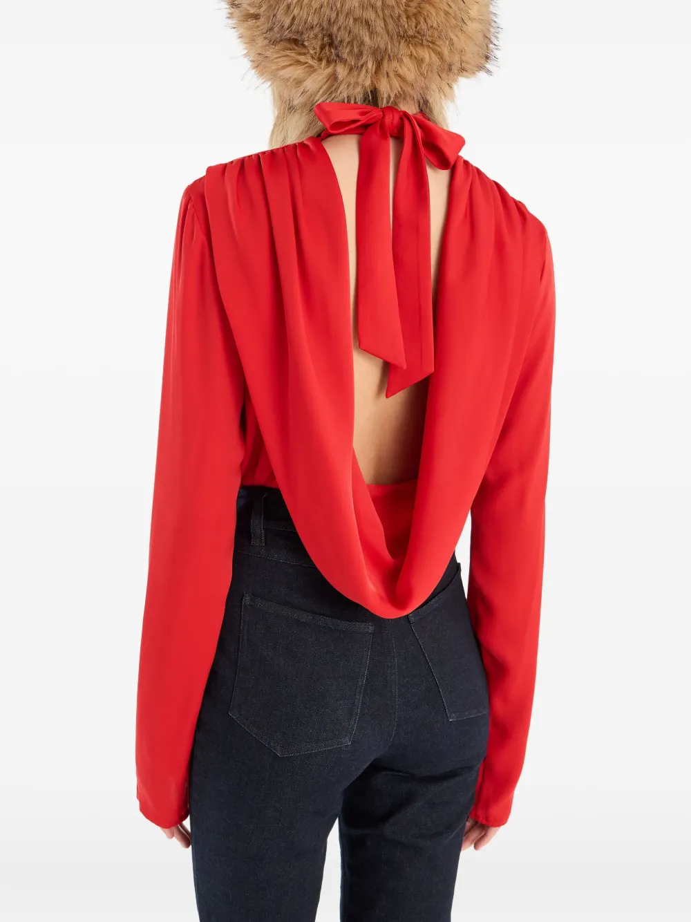 Rotate Birger Christensen Cowl-back Top In Red
