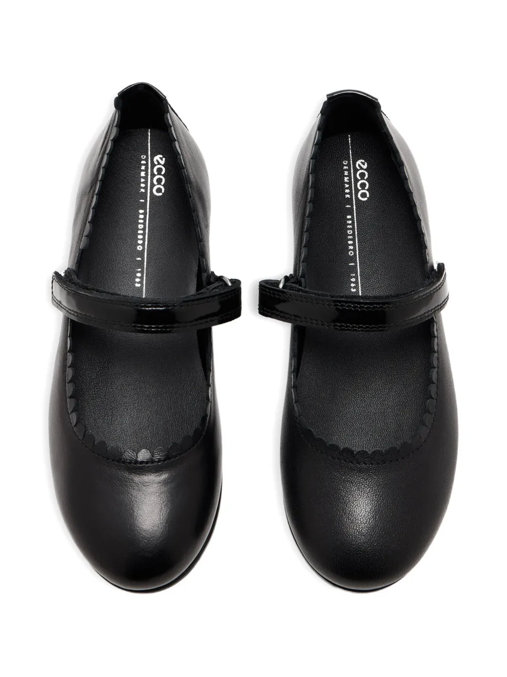 ECCO Mary Jane scalloped-edge ballerinas Black