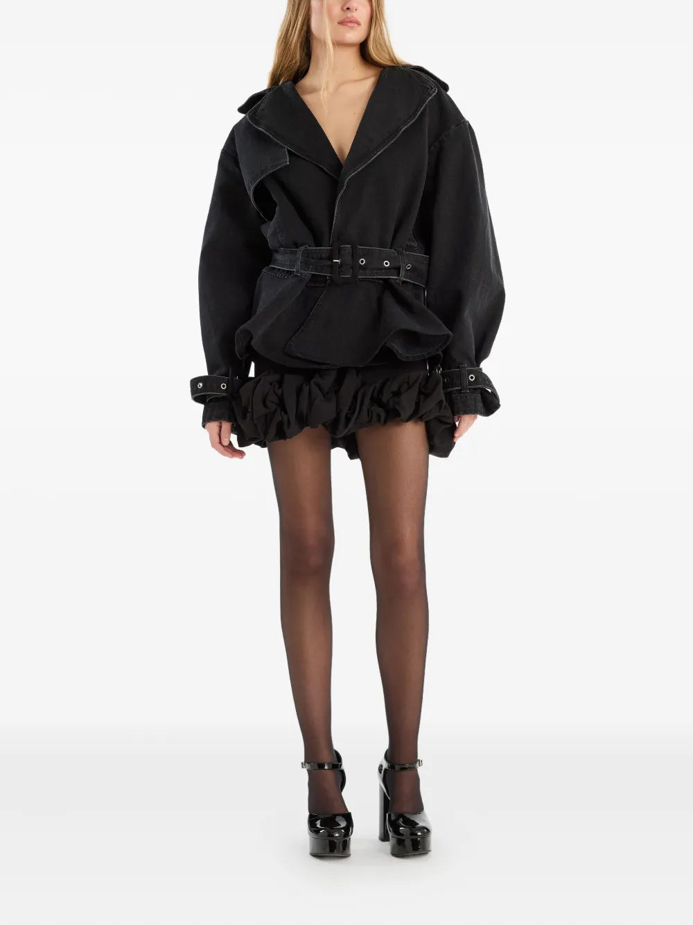 ROTATE BIRGER CHRISTENSEN Mini-rok met ruches - Zwart