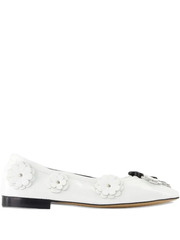 Cecilie Bahnsen Flower-embellishment Ballet Flats in White