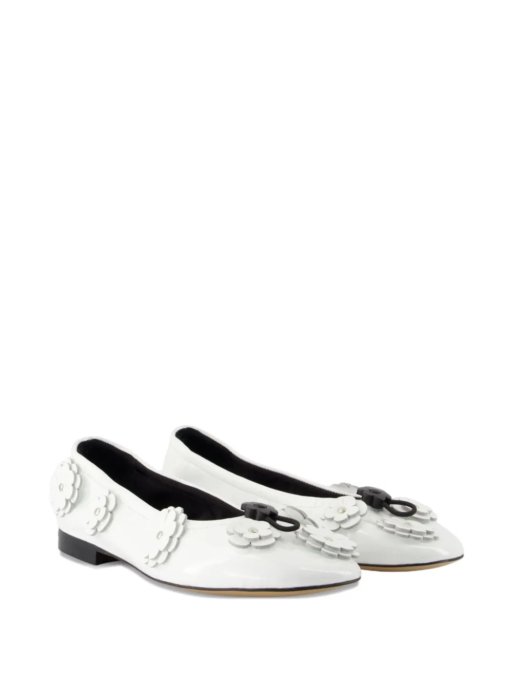 Cecilie Bahnsen Flower-embellishment Ballet Flats In White