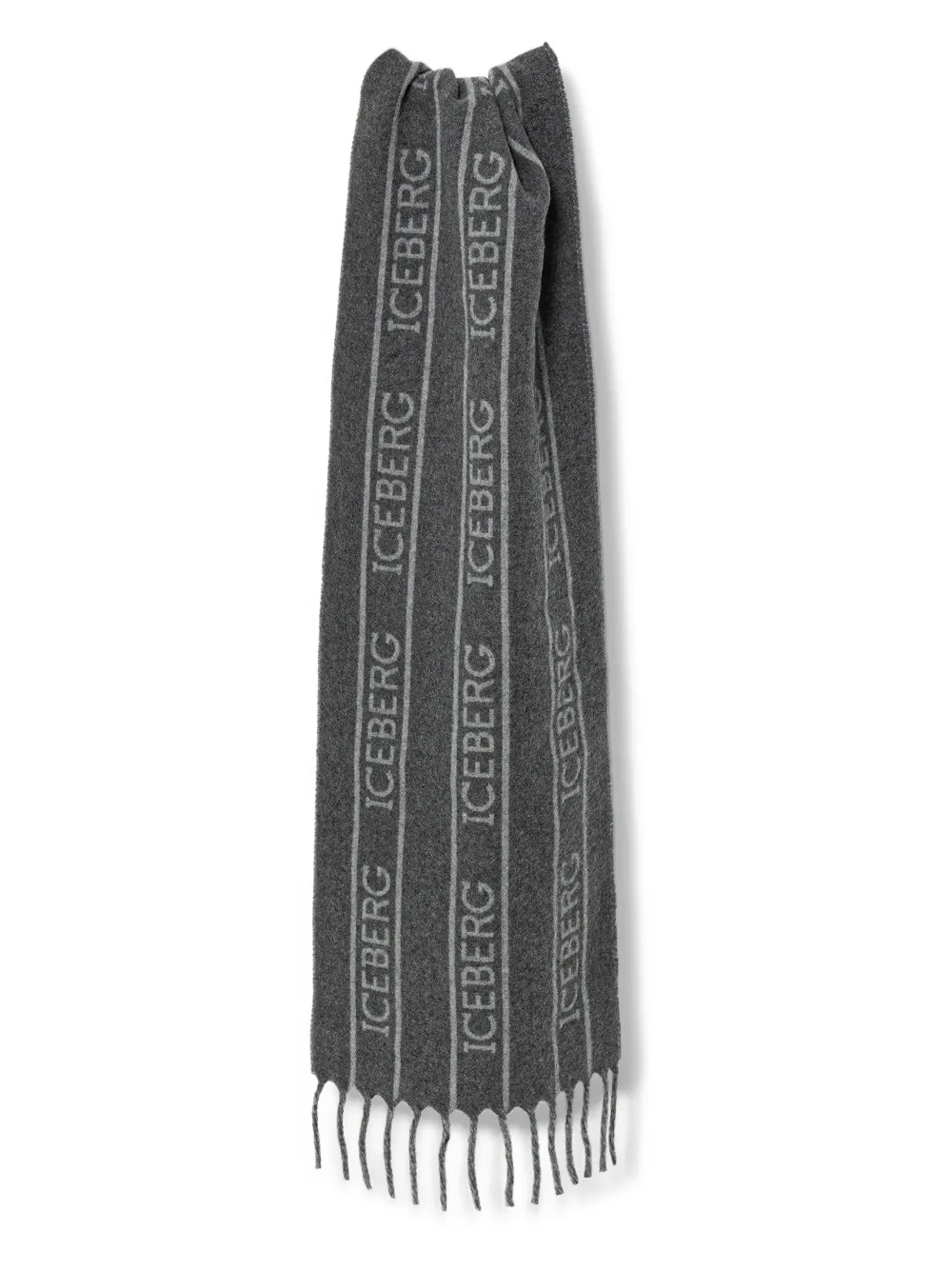 Iceberg lettering fringed scarf - Grigio