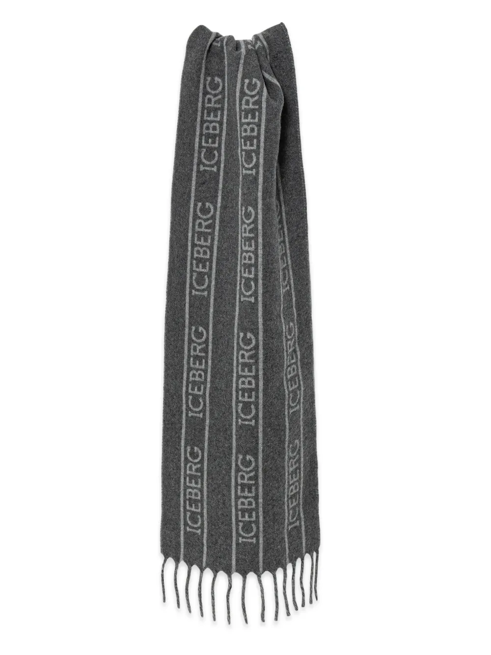 Iceberg lettering fringed scarf - Grigio