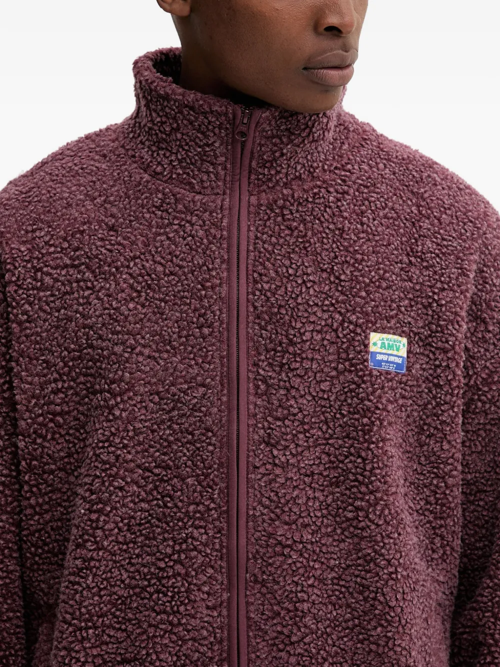 American Vintage Hoktown fleece jack met rits Rood
