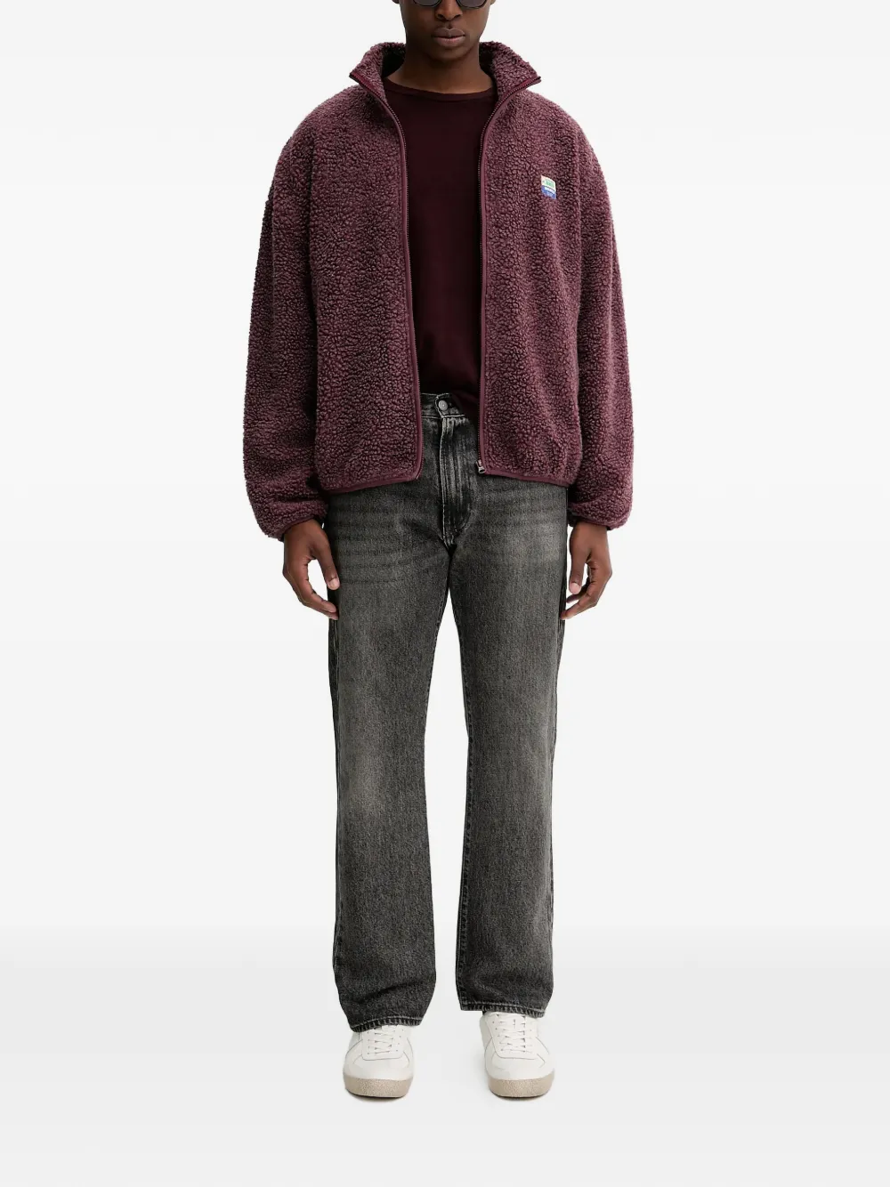 American Vintage Hoktown fleece jack met rits Rood
