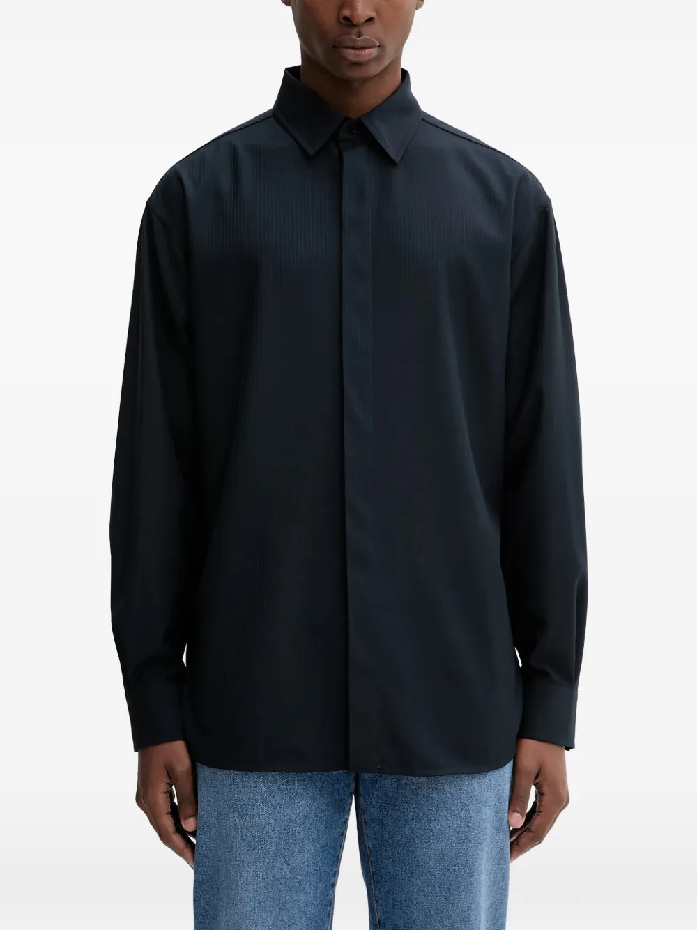 Iceberg textured collared shirt - Nero