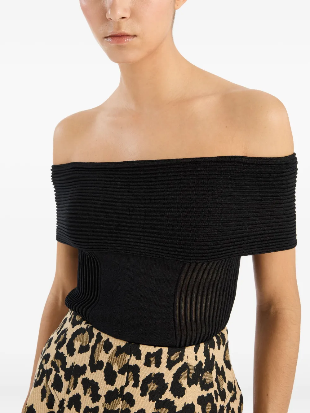 ROTATE BIRGER CHRISTENSEN Off-shoulder top Zwart