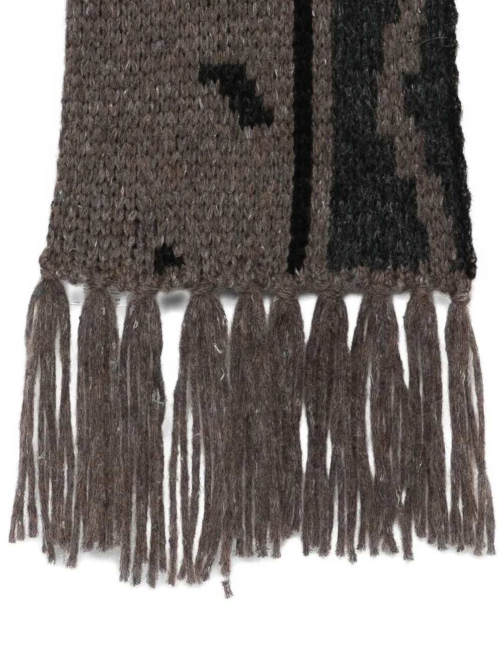 Magliano Floral-pattern Fringed Scarf In Brown