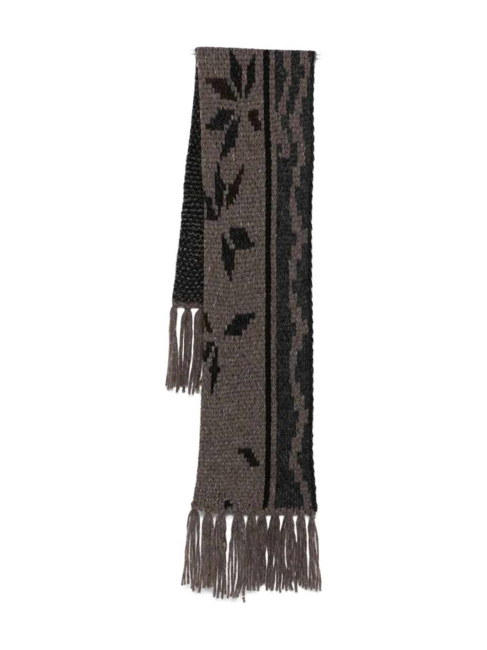 Magliano Floral-pattern Fringed Scarf In Brown