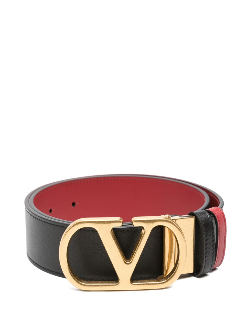 Valentino Garavani Vlogo Leather Belt In Black