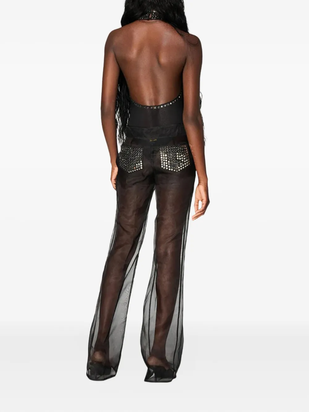 Oséree Crystal-embellished turtleneck bodysuit - Zwart