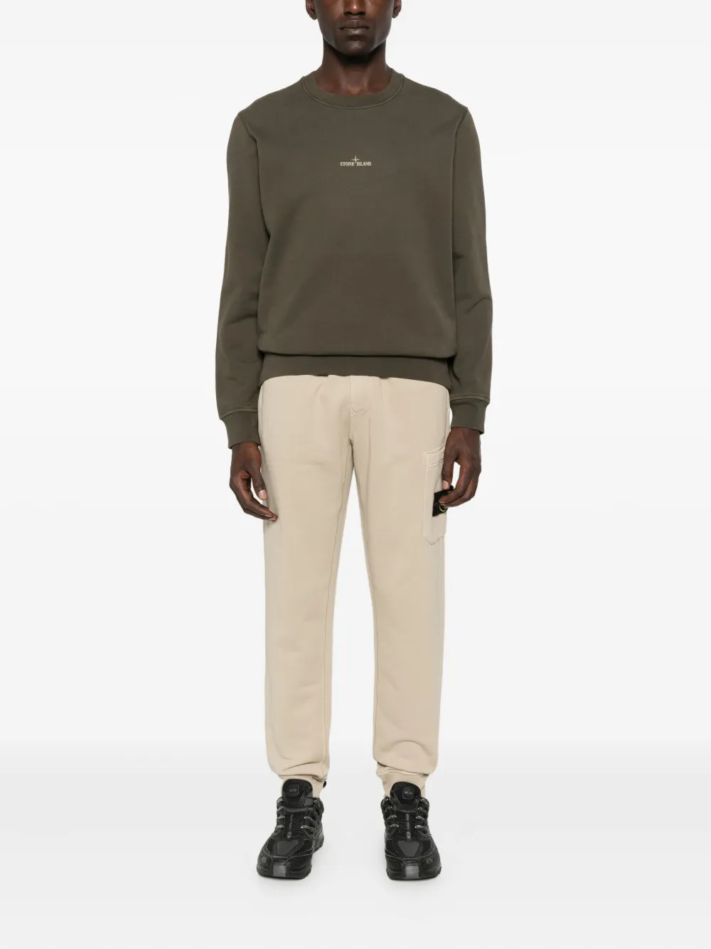 Stone Island patch-pocket drawstring track pants - Beige