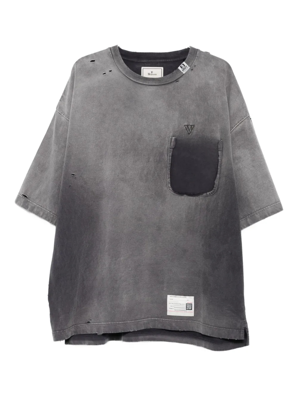 Maison MIHARA YASUHIRO faded-effect pocket T-shirt Grijs