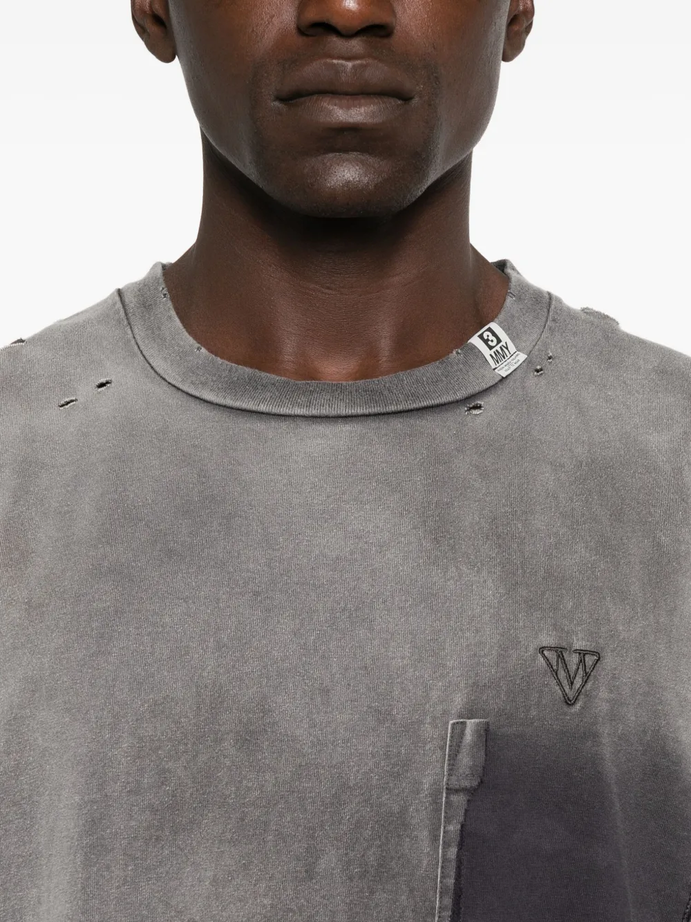 Maison MIHARA YASUHIRO T-shirt met vervaagd effect en zak Grijs