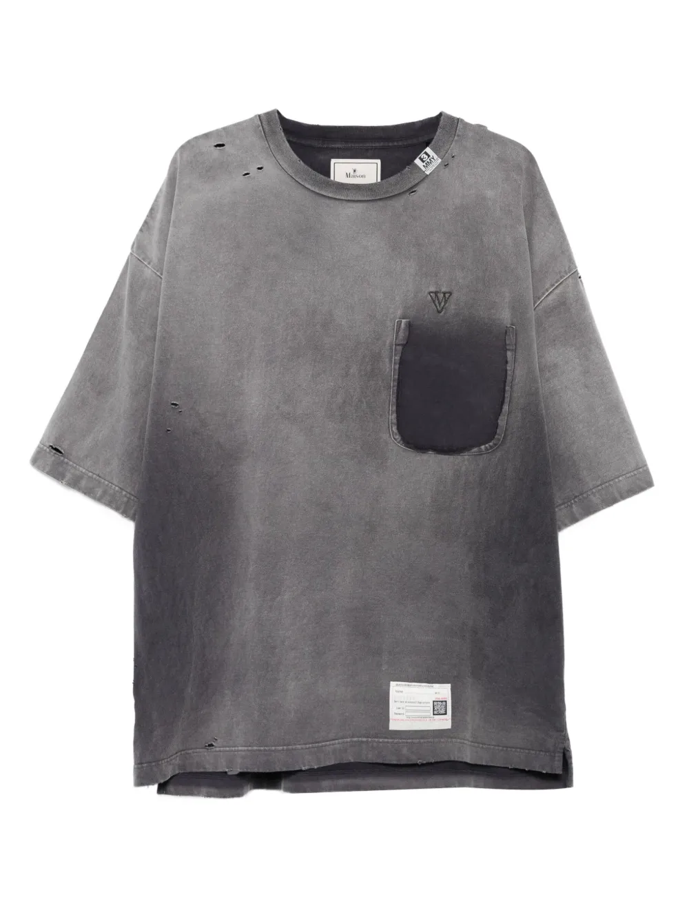 Maison MIHARA YASUHIRO T-shirt met vervaagd effect en zak Grijs