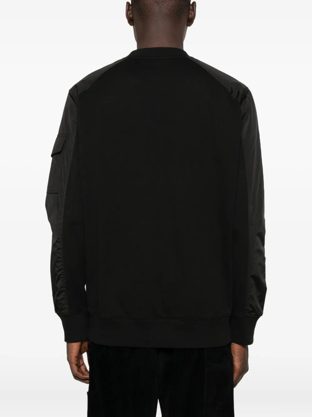Moncler Mens Black Logo-patch Contrast-sleeve Cotton-blend Sweatshirt In Black