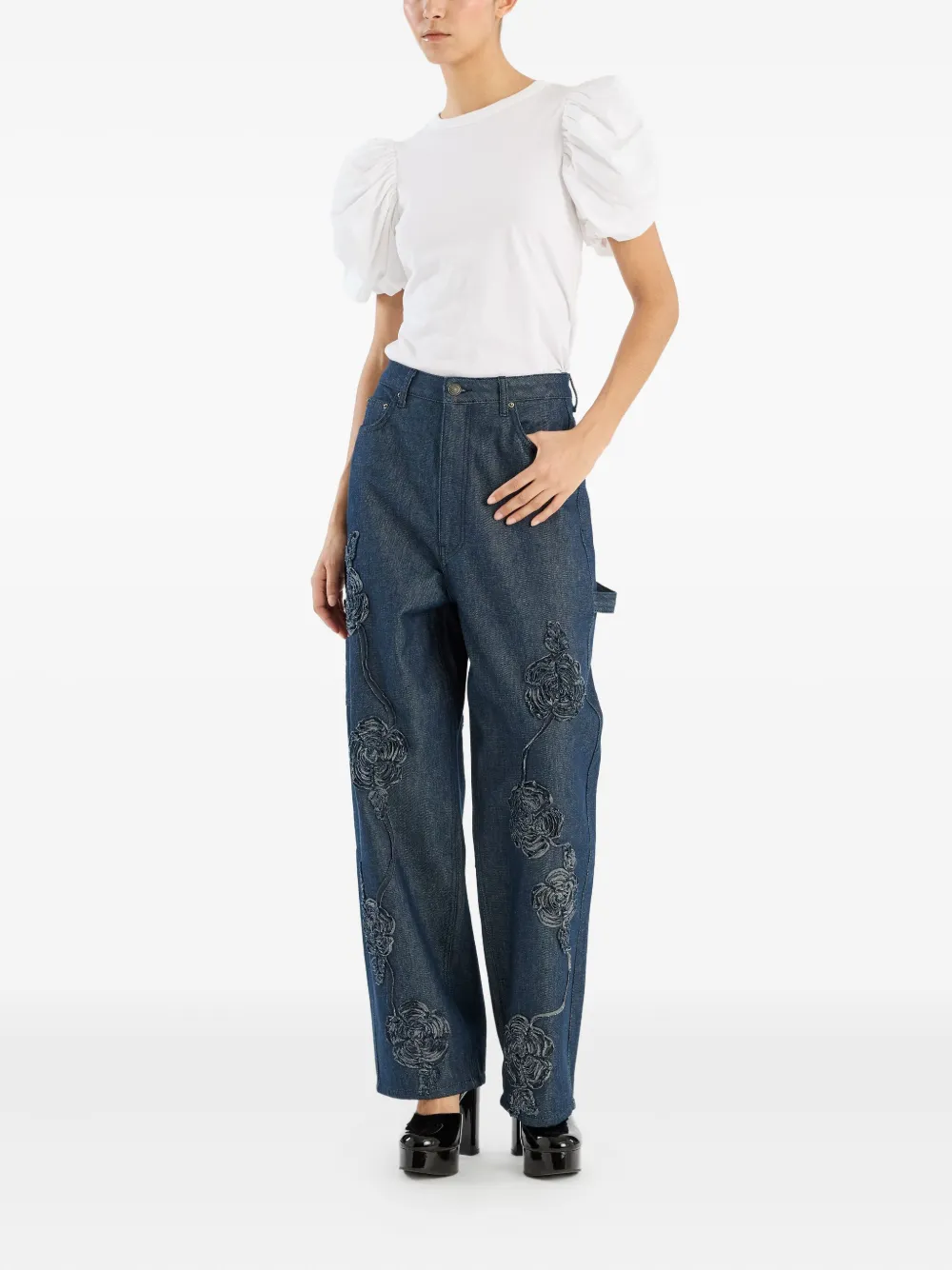 Rotate Birger Christensen Puff-sleeve T-shirt In White