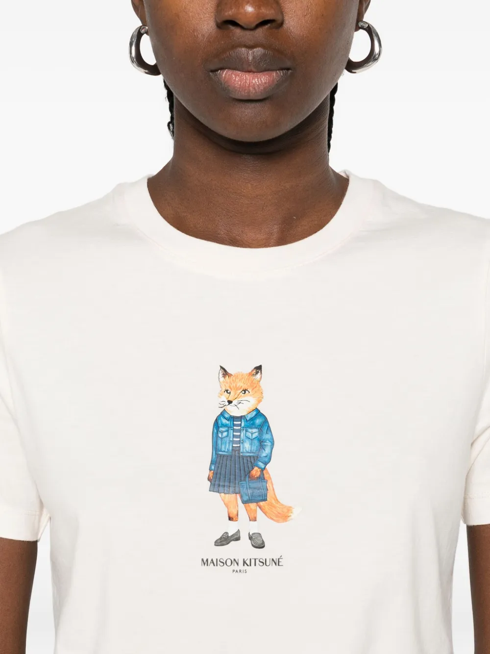 Maison Kitsuné T-shirt met vosprint Beige
