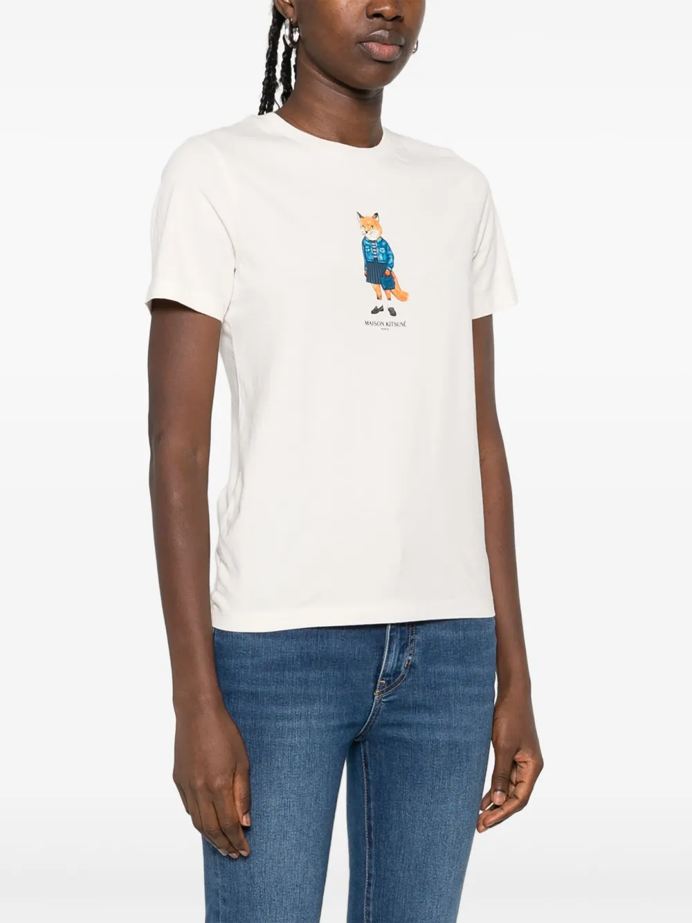 Maison Kitsuné T-shirt met vosprint Beige