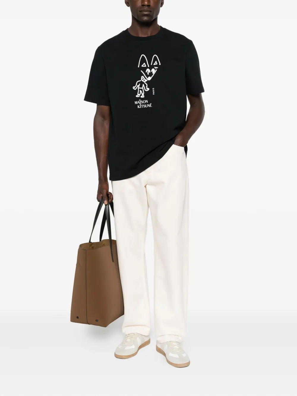 Maison Kitsuné party-fox print T-shirt Zwart