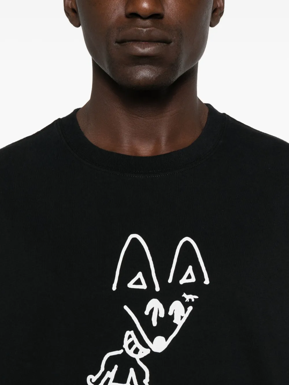 Maison Kitsuné T-shirt met Party Fox print Zwart