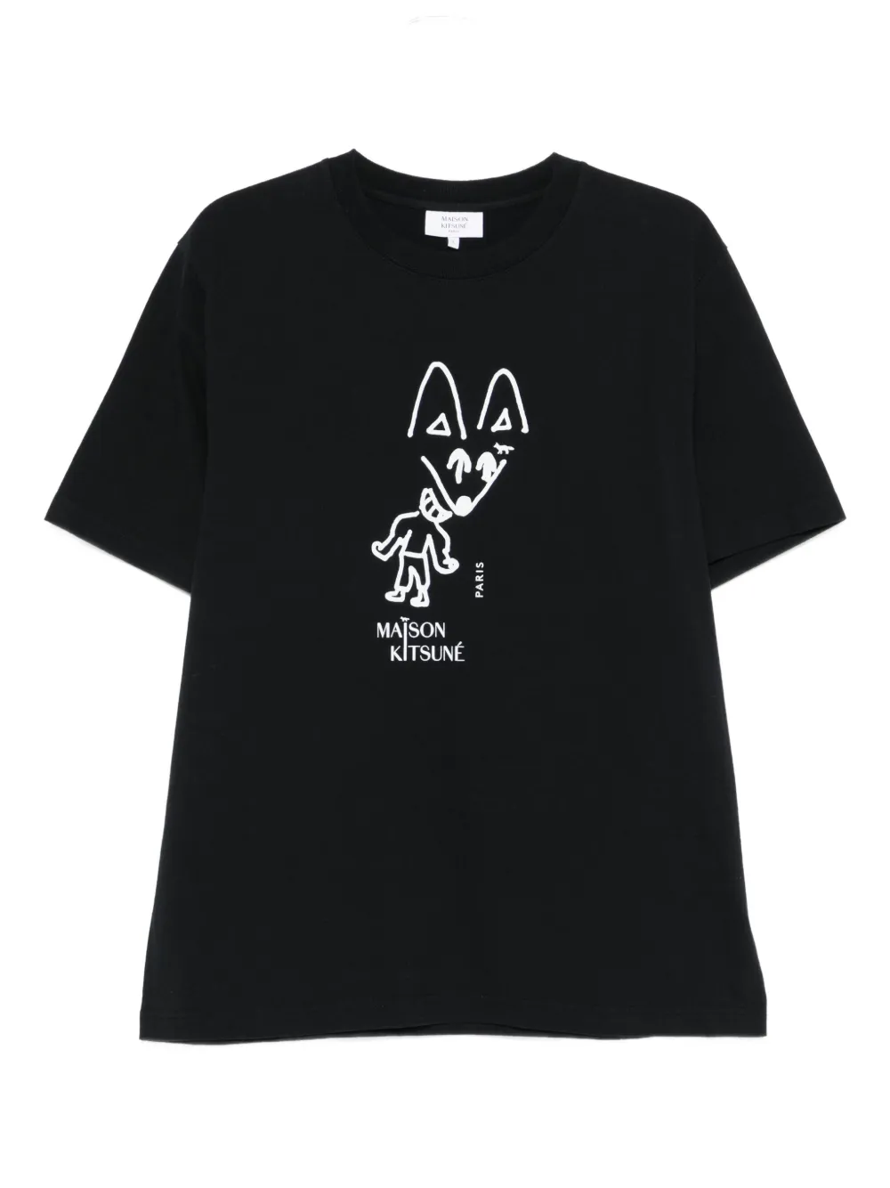Maison Kitsuné T-shirt met Party Fox print Zwart