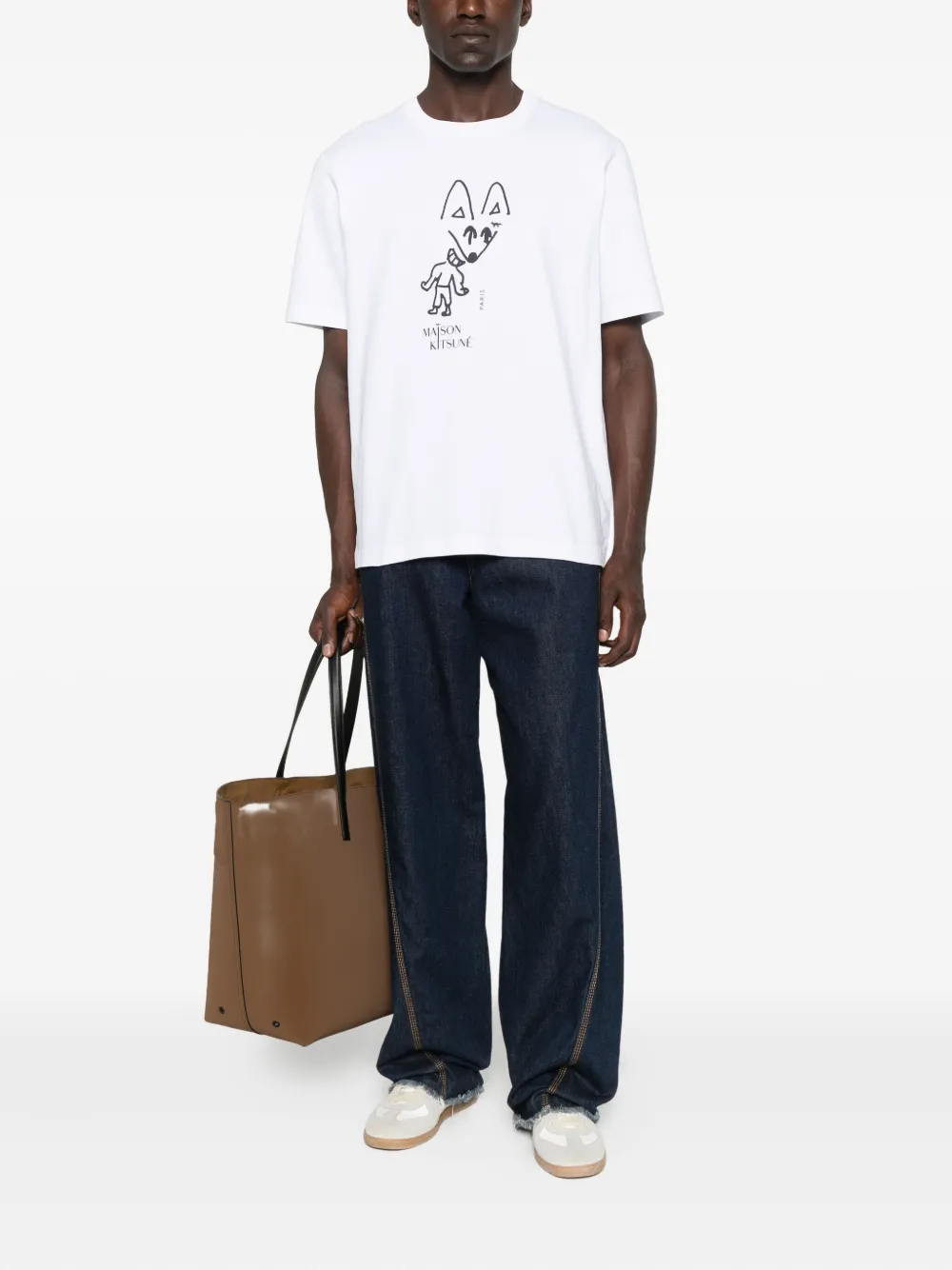Maison Kitsuné T-shirt met vossenprint Wit