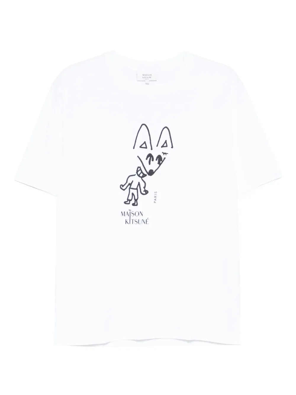 Maison Kitsuné T-shirt met vossenprint Wit