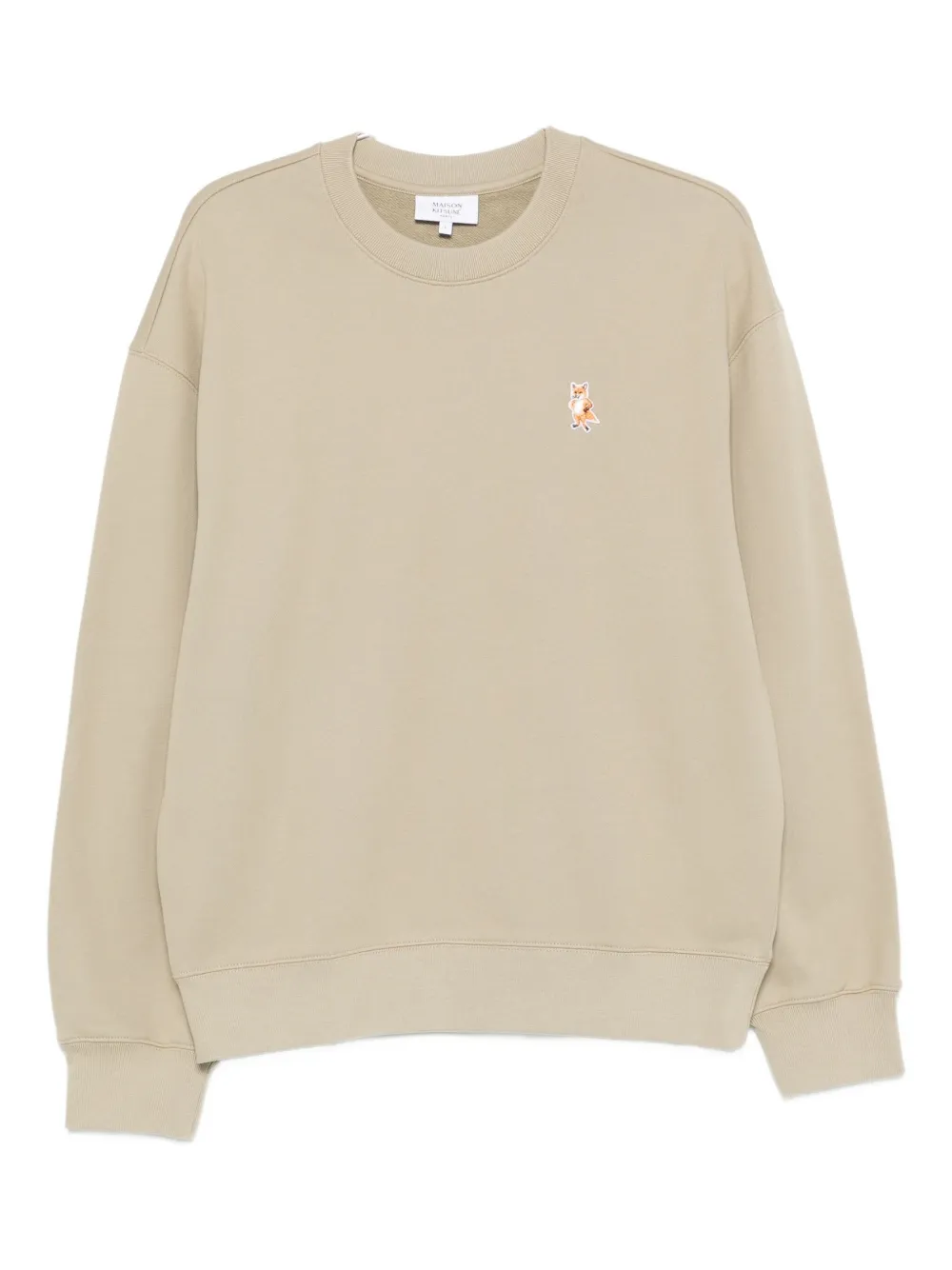 Maison Kitsuné logo-embroidered cotton sweatshirt Beige