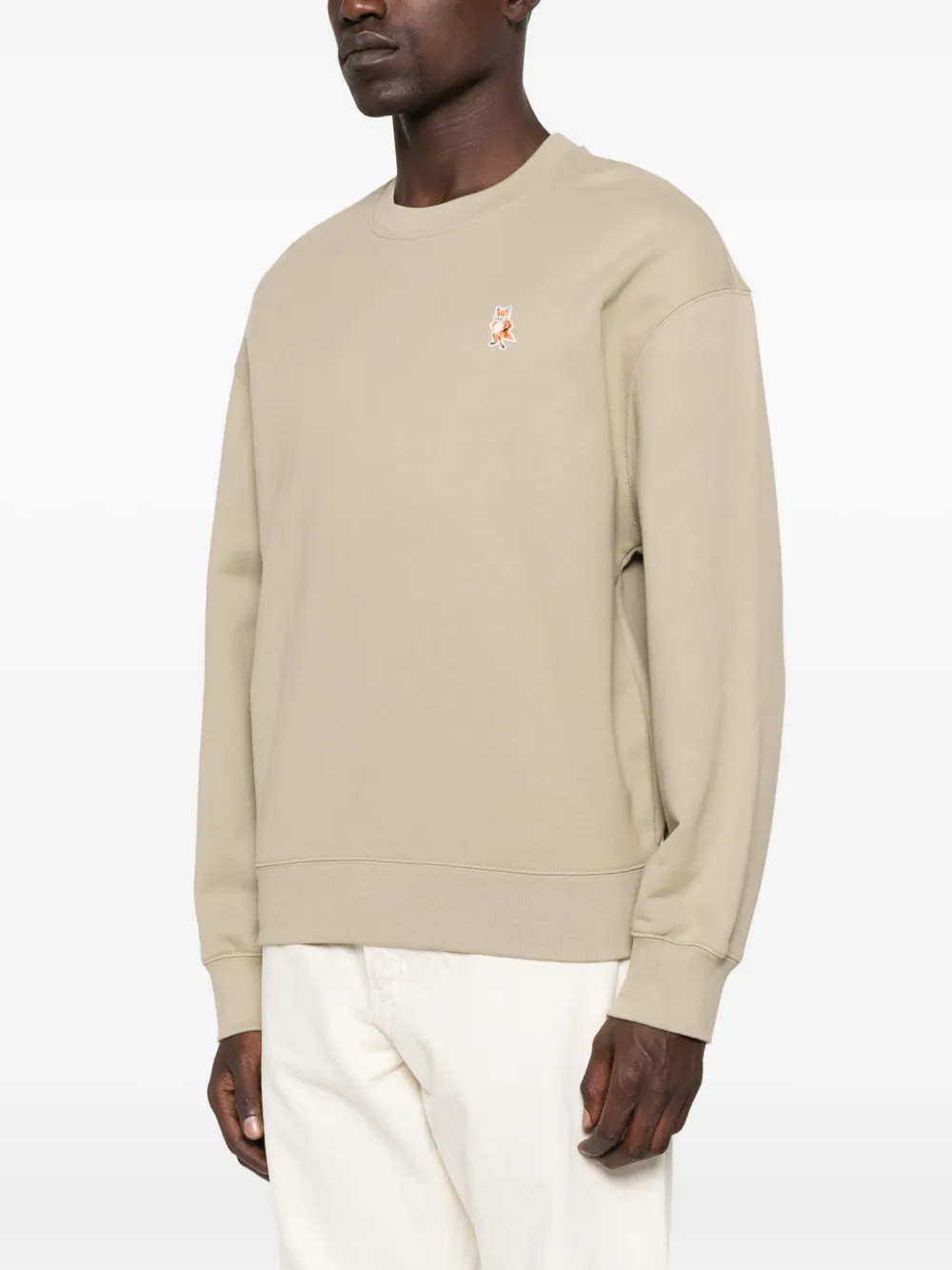 Maison Kitsuné Sweater met geborduurd logo Beige