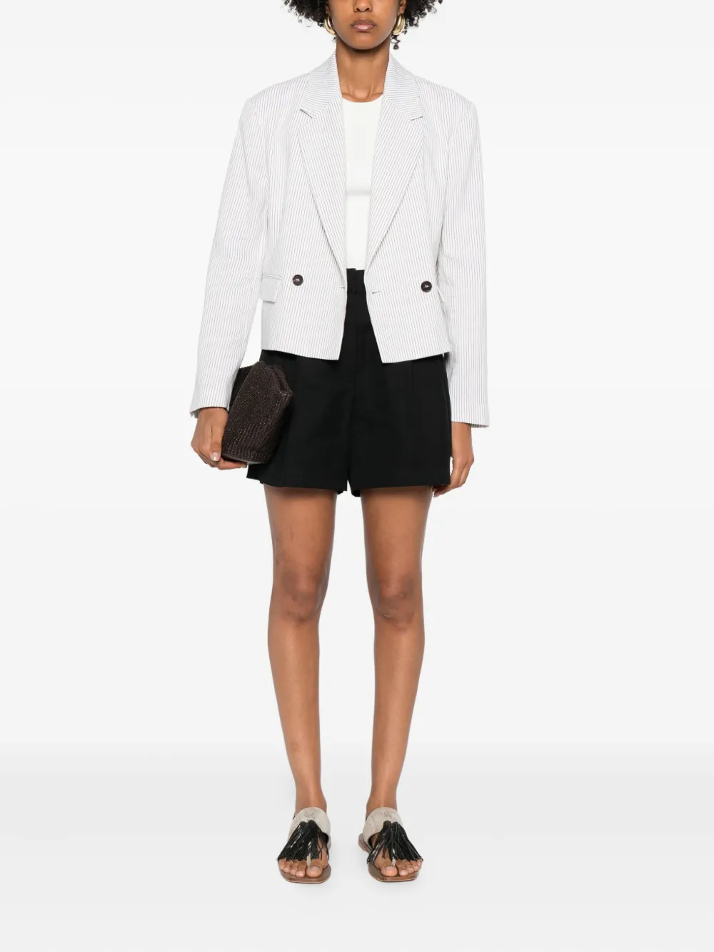 Brunello Cucinelli Geplooide shorts met zak - Zwart