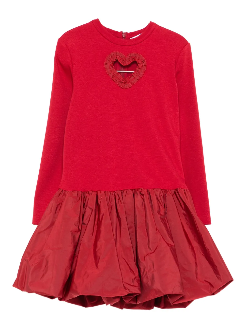 Monnalisa Balloon Dress With Heart Detail In Red