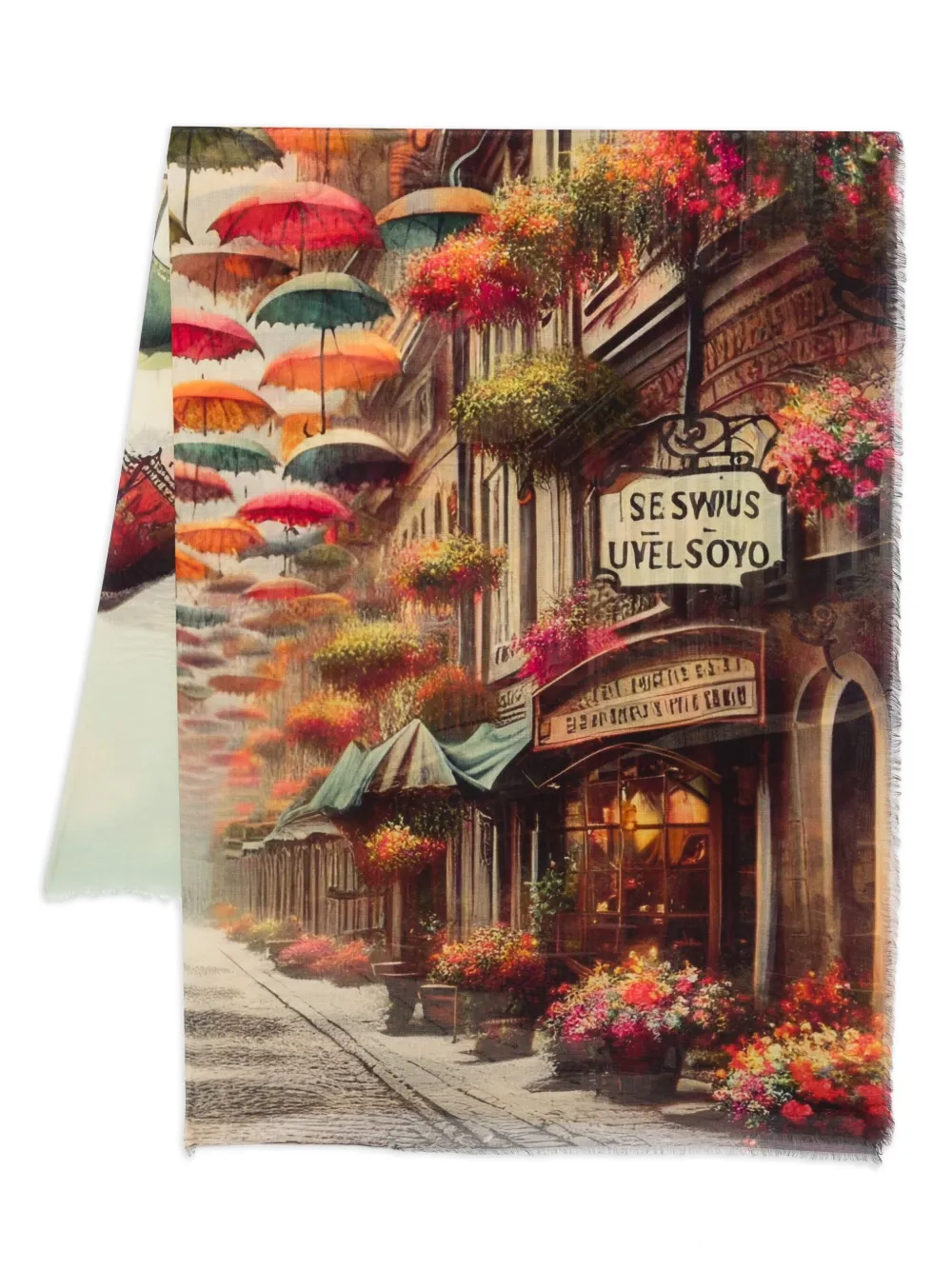 D'aniello floral-umbrella print scarf Groen