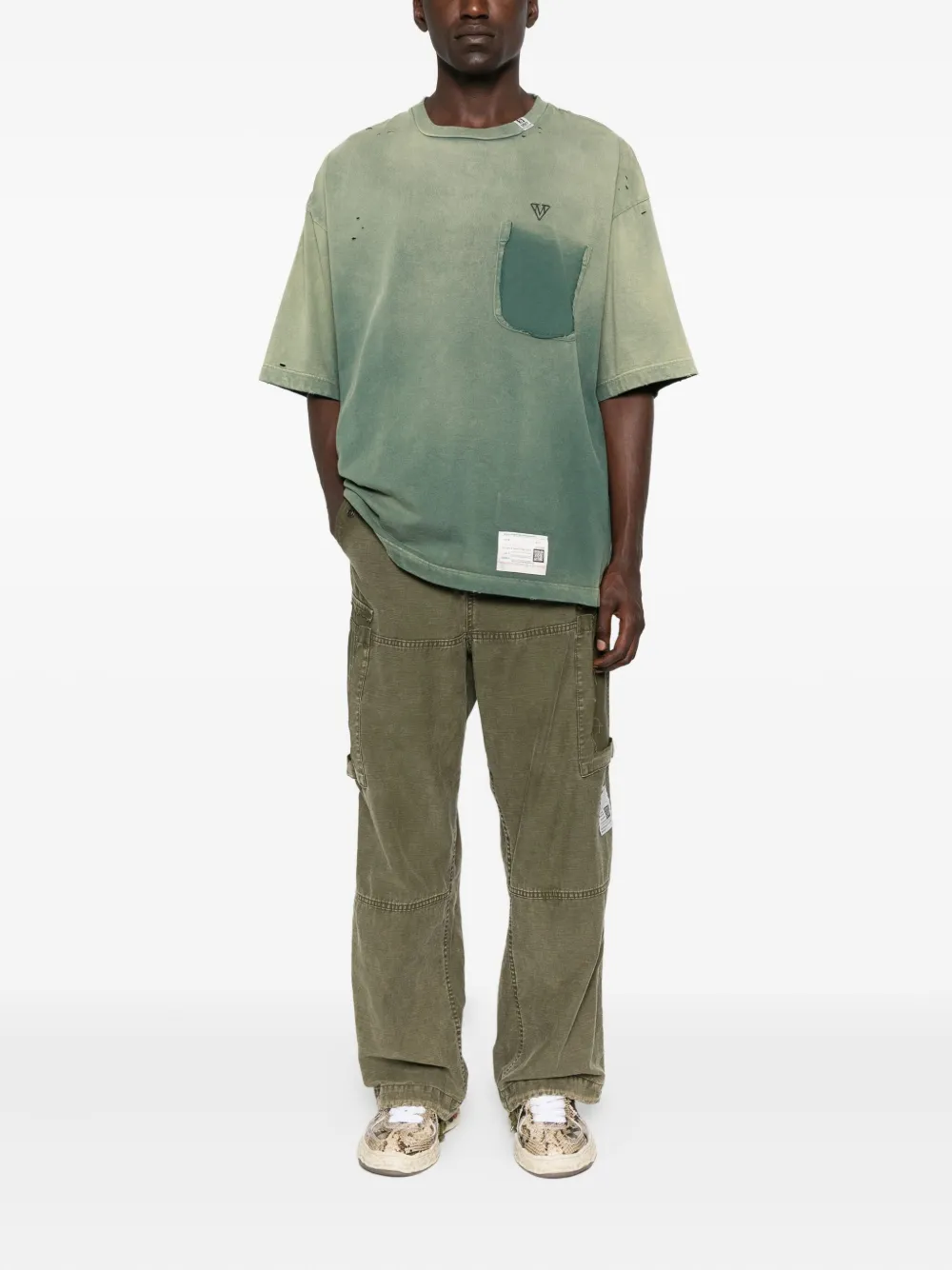 Maison MIHARA YASUHIRO Katoenen T-shirt met vervaagd-effect Groen