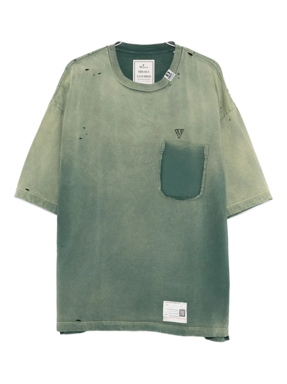 Maison MIHARA YASUHIRO faded-effect cotton T-shirt Groen