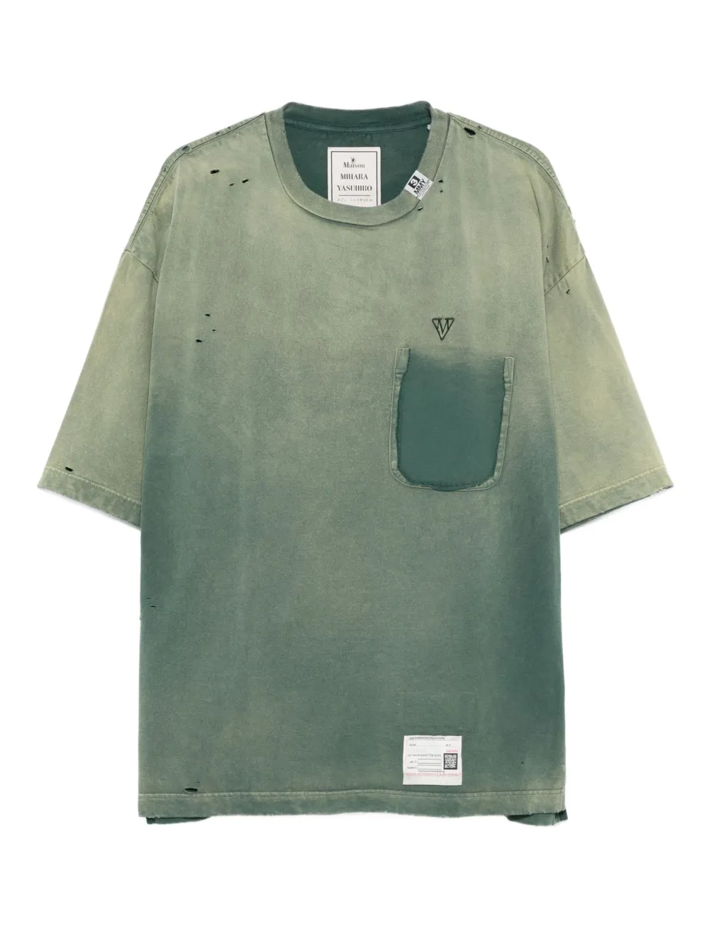 Maison MIHARA YASUHIRO Katoenen T-shirt met vervaagd-effect Groen