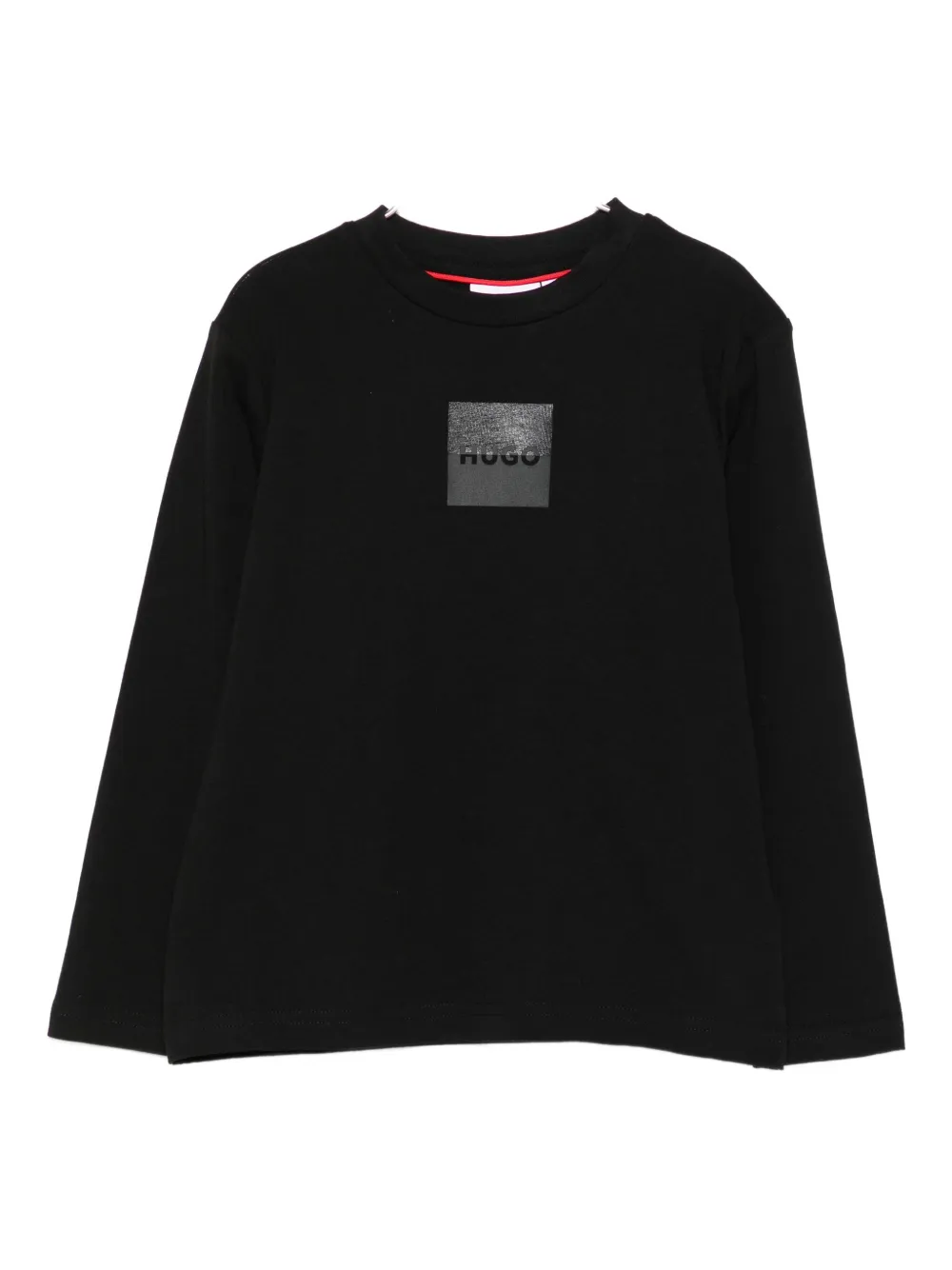 Hugo Boss Kids' Logo-plaque Long-sleeve Top In Black