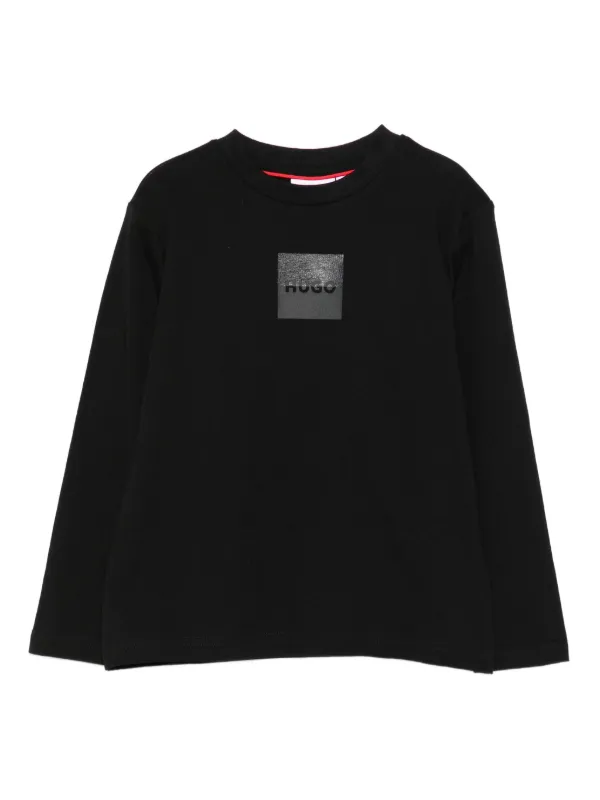 HUGO KIDS logo-plaque long-sleeve Top Black FARFETCH ID