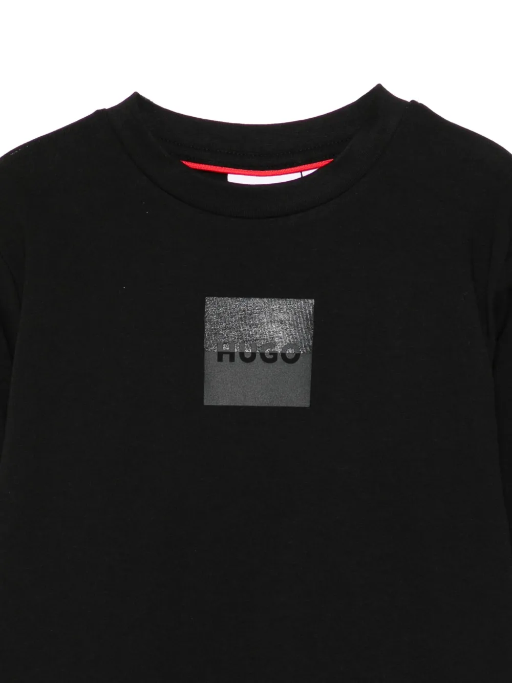 HUGO KIDS Top met logoplakkaat en lange mouwen Zwart