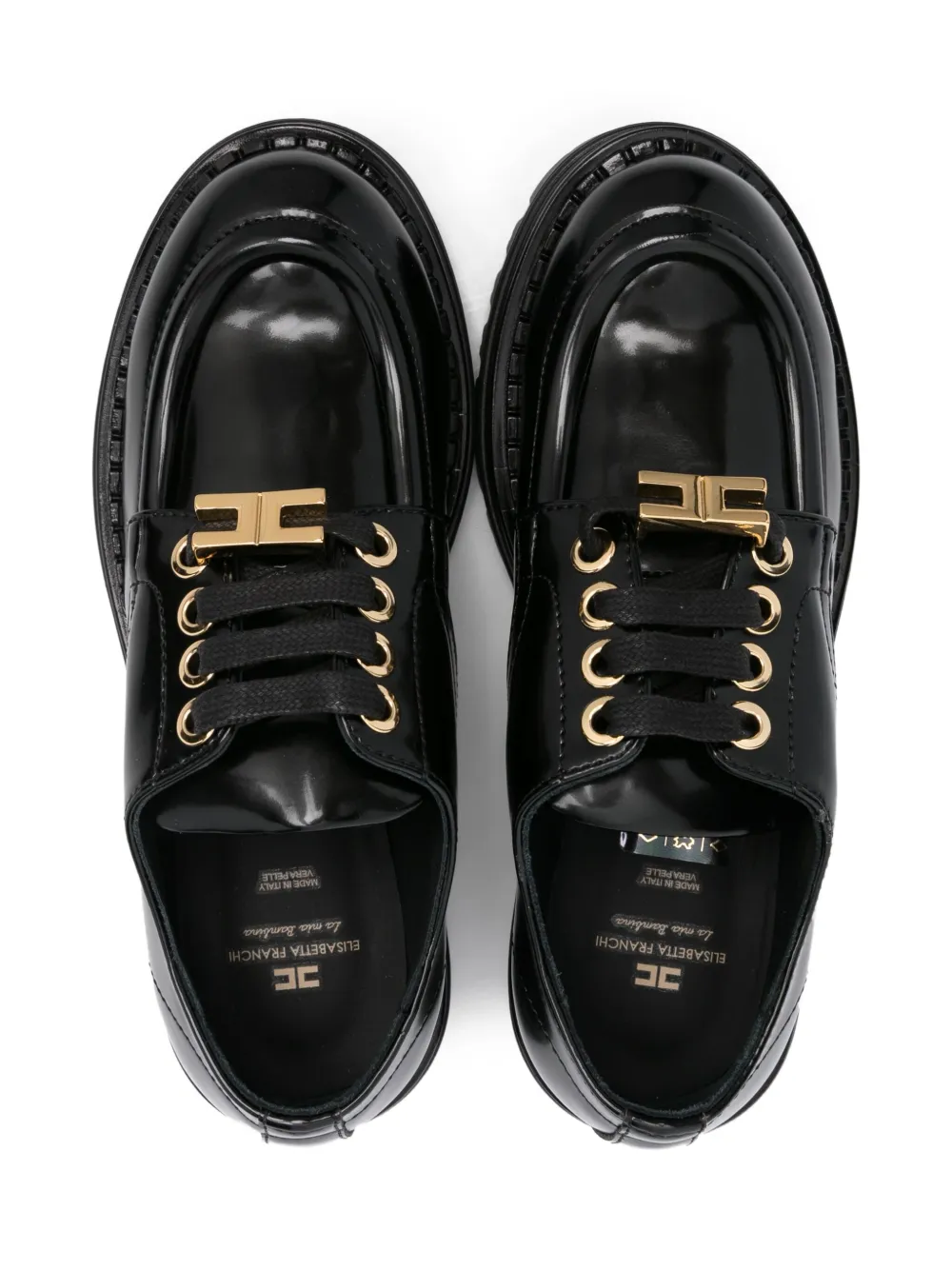 Elisabetta Franchi La Mia Bambina lace-up leather moccasins Black
